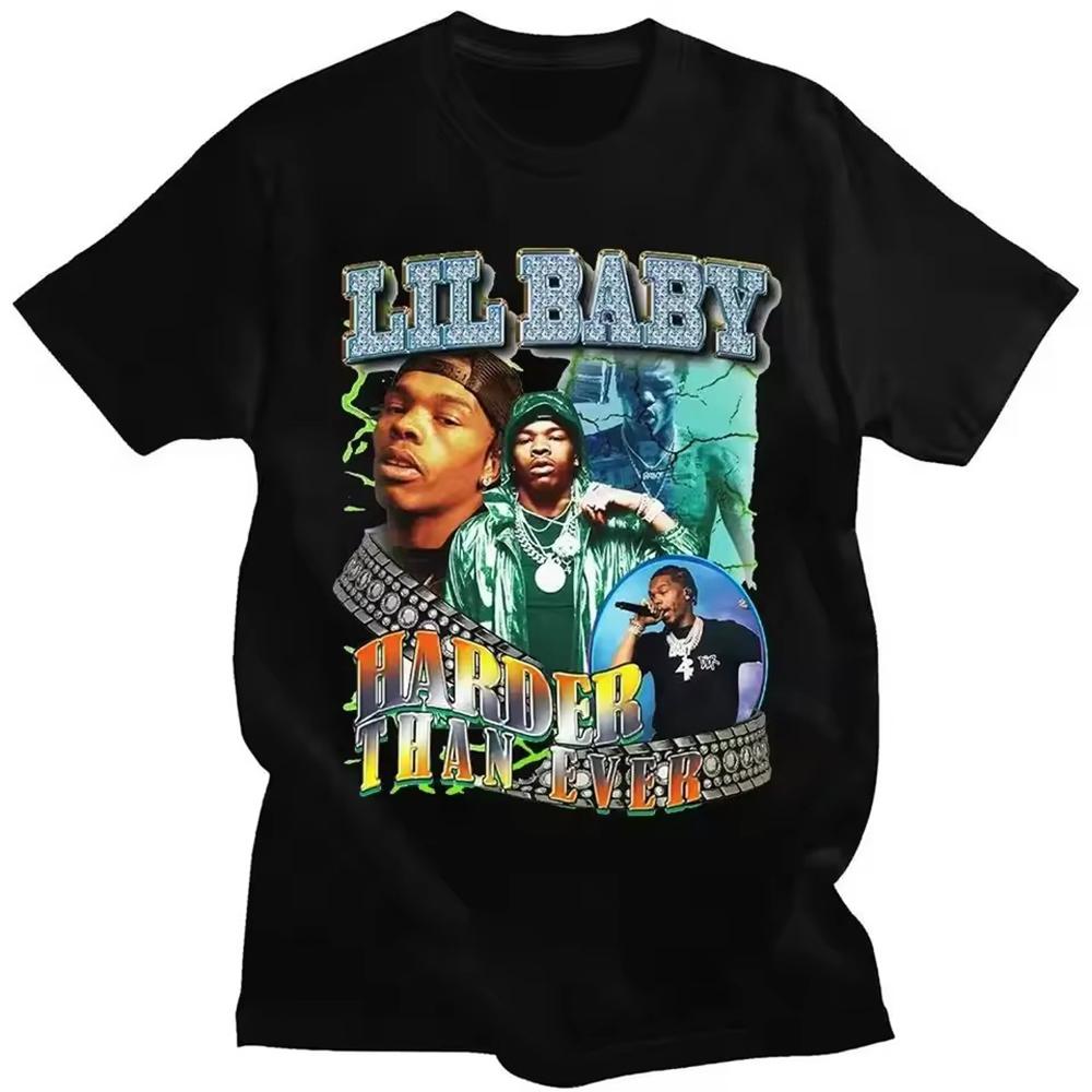 Hip Hop Rapper Lil Baby Graphic Print Unisex Clothing Tee Shirt Homme New Short Sleeve Round Neck Printing Pullover TShirt 50384