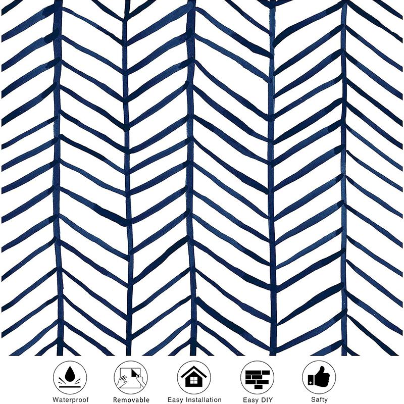 Boho Peel and Stick Wallpaper Stripe Herringbone Black White Vinyl Self Adhesive Room Decor Contact Paper 45cm wide