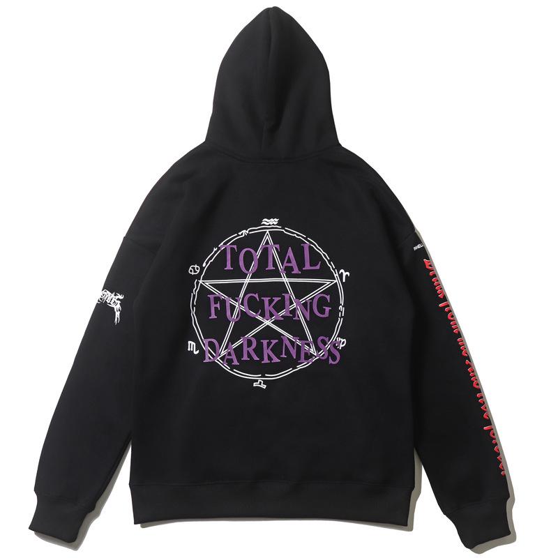 

Huang Zitao Magic Circle Print Fleece-Lined Hoodie for Men - European & American Trendy Style XL чорний