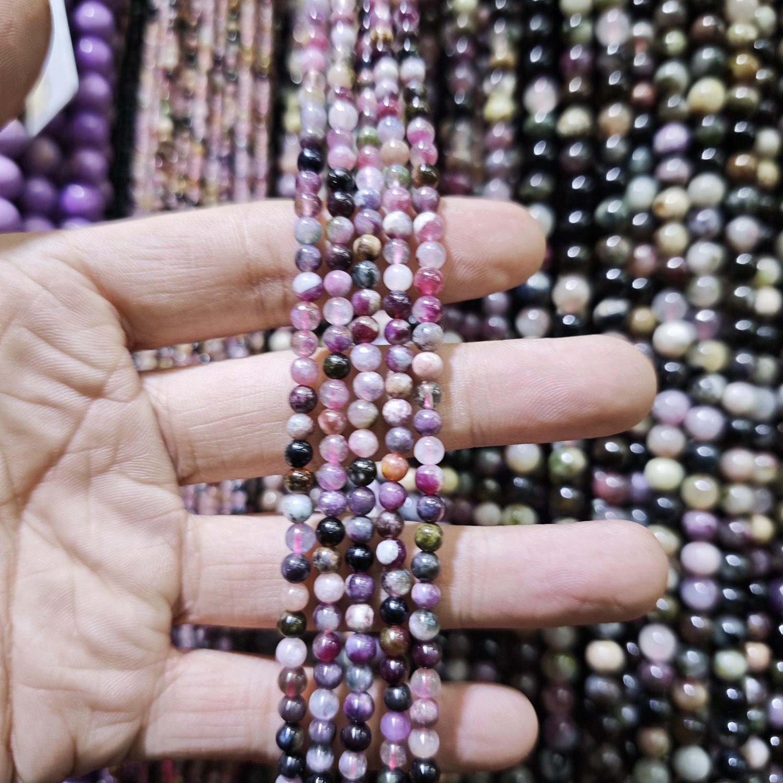 

4-10mm Translucent Candy Color Tourmaline Beads – Three-Color DIY Jewelry Strands Natural Candy Color Tourmaline