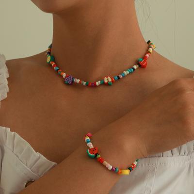 Frucht Reisperlen Halskette Armband Set