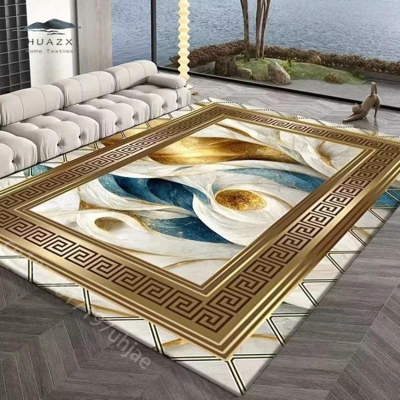 Golden Abstract Luxury Carpet for Bedroom Large Area Rugs Sofa Side Carpets Living Room Soft Flannel Lounge Floor Mat Decoration