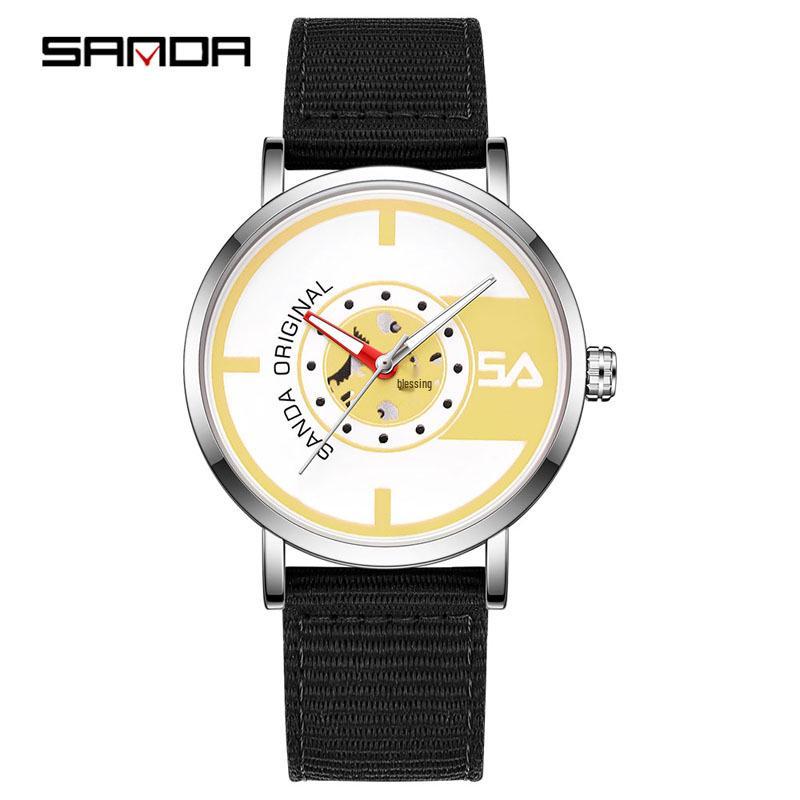 Sanda Unisex Luminous Quartz Sports Wristwatch with Simple Scale Design - Waterproof and Fashionable for Students
