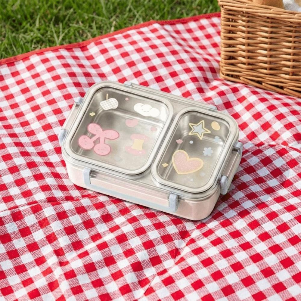 Airtight Food Storage Container 2/3 Grids Insulated Lunch Box Stainless Steel Lunch Box Students