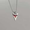 Hip-hop Personality Red Drip Glaze Sliver Color Shark Tooth Pendant Necklace Earrings for Women Men Punk Couples Jewelry Sets