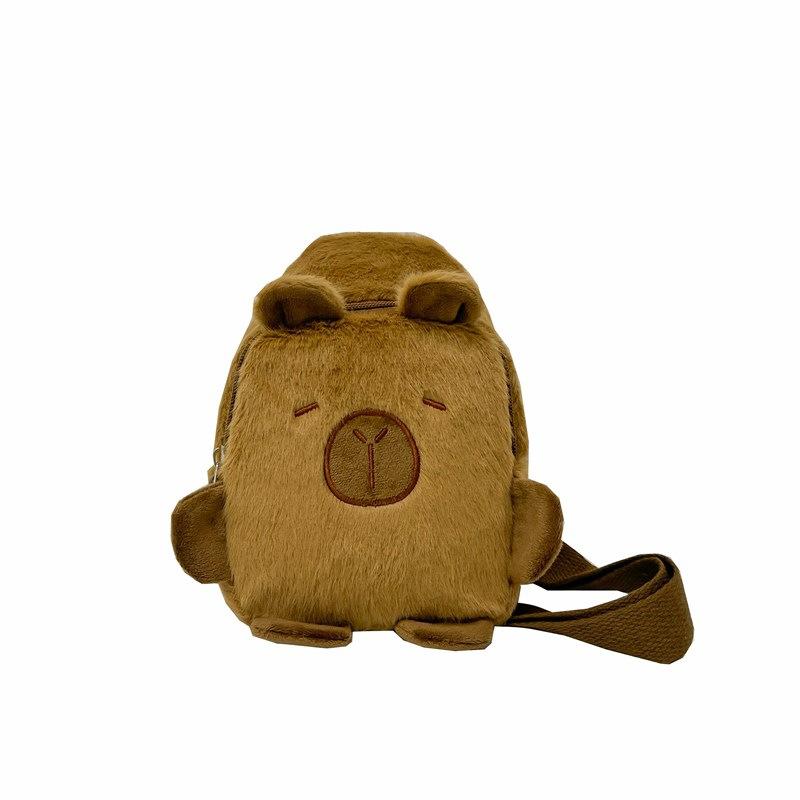 

Kawaii Capybara Plush Shoulder Bag Daily All-in-one Storage Cute Cartoon Soft Chest Pack Cell Phone Bag Winter Gifts for Student