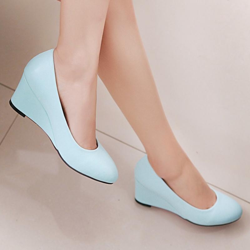 Classic Women's Wedge Heels Shoes Fashion Pink Black White Blue Wedges Party Wedding Office Shoes Ladies Dress Pumps Spring 2026
