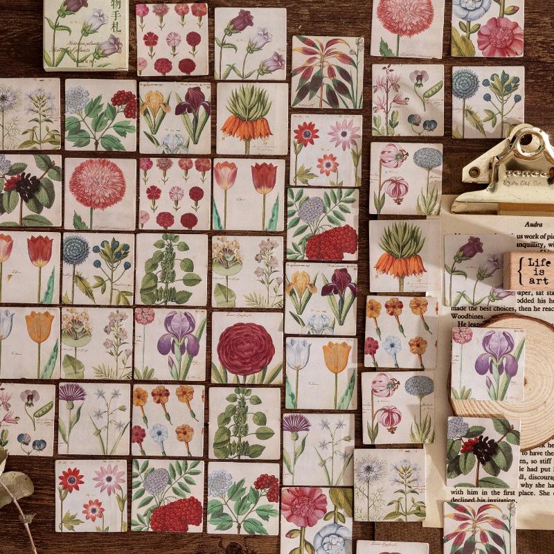 46pcs/box Hand Painted Plant Code Mini Boxed Stickers Guitar Skateboard Decoration Scrapbook Sticker Phone Case Decor