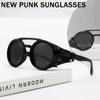 Lunettes de vision nocturne steampunk Hommes Punk Lunettes de soleil rondes Design de marque Rétro Pare-brise double pont Nuances de conduite Lunettes