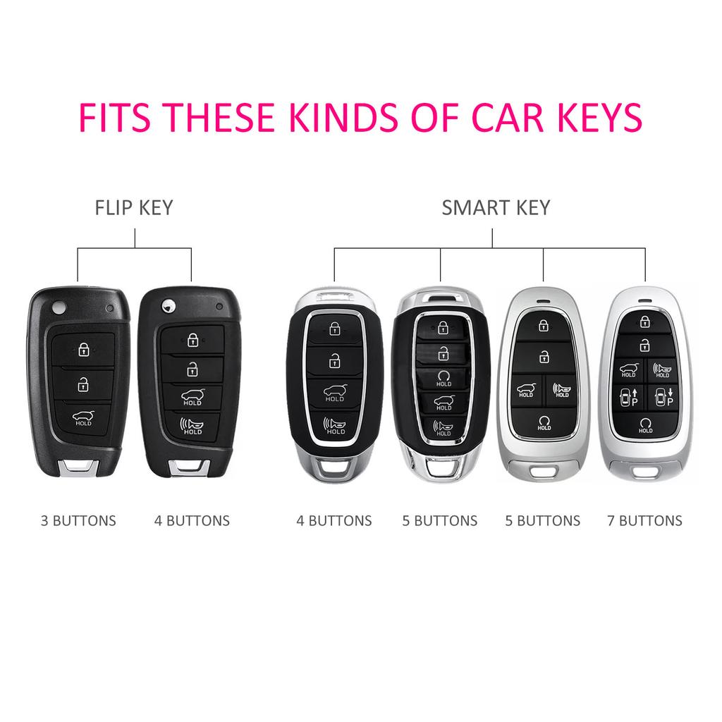 2X Silicone Car Key Fob Cover Case Holder Keychain For Hyundai Tucson Sonata Venue Accent Santa Fe Cruz Nexo Kona Elantra Gt I30