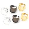 5 pezzi/lotto 16/18/20/25 mm Placcato Rame Anello Regolabile Impostazione Base Vuota Per Creazione Gioielli Anelli Fai da Te Accessori Vendita all'Ingrosso
