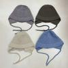 Lace-up ear protectors knitted hat children's autumn and winter new versatile warm face small knitted hat pullover head cap