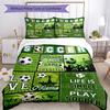 Green Football Style Customize Your Name Bedding Set Breathable Duvet Cover With Pillowcases Decorative Bed Linen For Bedroom Home Decoration Birthday