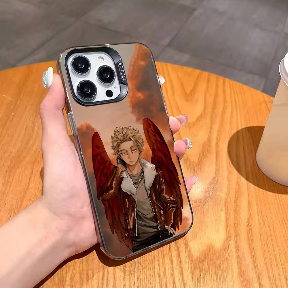 Anime MHA Hawks BNHA Phone Case For iPhone17,16,15,14,13,12,11,Pro,MAX White Matte Shockproof Cover