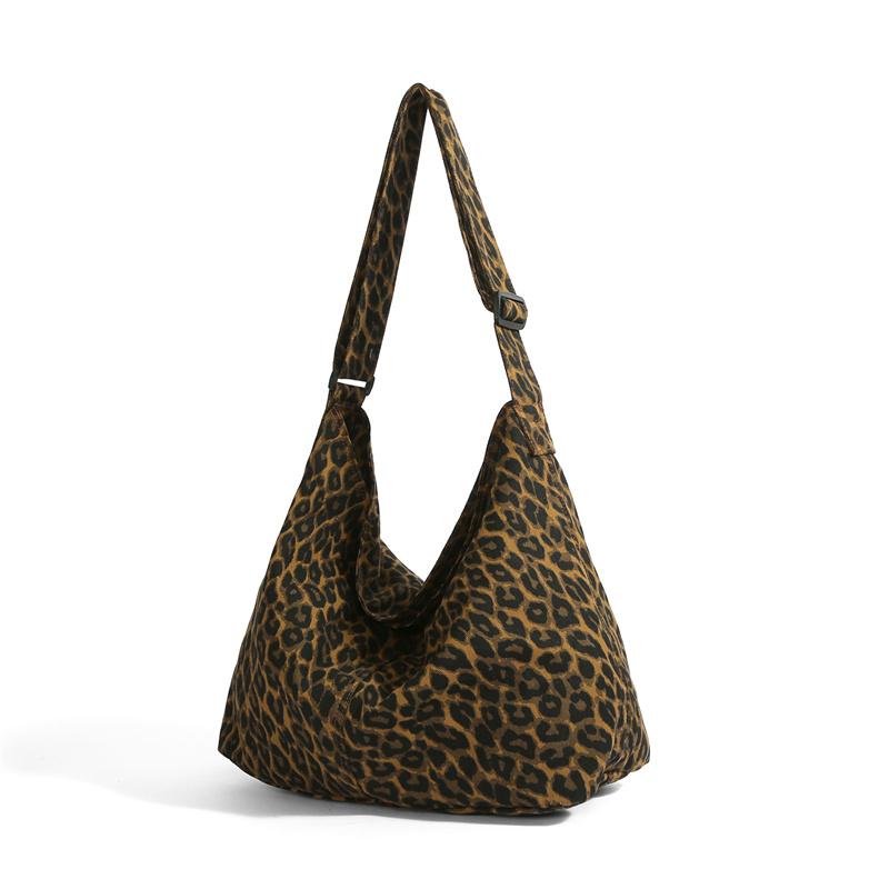 Vintage Leopard Print Tote Bag Women's Lightweight Shoulder Bag Large Capacity Underarm Bag