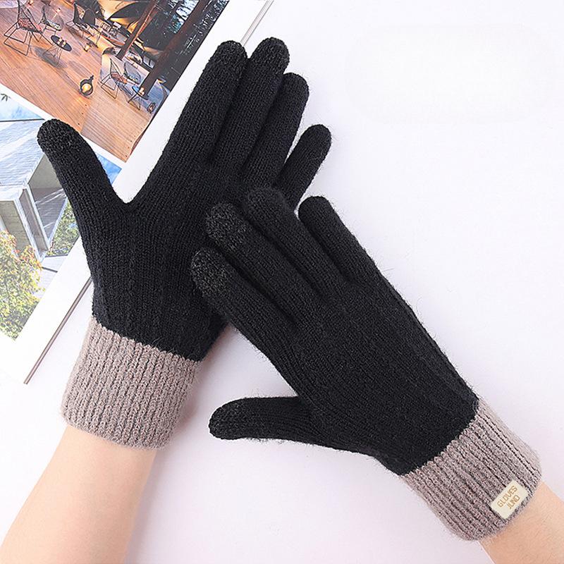 Neue Touchscreen-Handschuhe für Damen im Winter Straßenstand Plus Samt Verdickt Warm Outdoor Jacquard Gestrickte Handschuhe