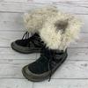 Canada Thinsulate Insulated Snow Boots Black 23.5 Women's Leather × Suede Fur