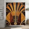 Vintage Art Deco Shower Curtain Elegant Gold Brown Floral Design Fabric Bath Mat Decoration Waterproof Window Decorations for Ba