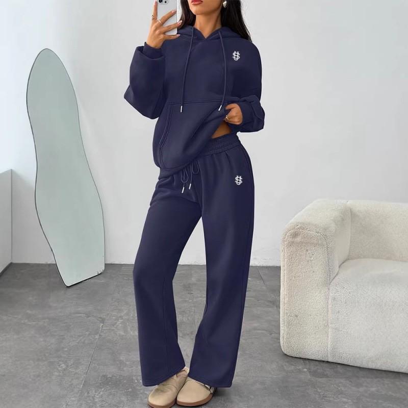 2026 SU Embroidered Hoodie Sweatshirt Pants Set Casual Unisex Streetwear Teens Couples