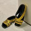 Fashion Summer Pleated Real Leather Open Toe Slippers Women Lazy Flat Sandals Outdoor Leisure Vacation Shoes Daily Versatile Single Shoe