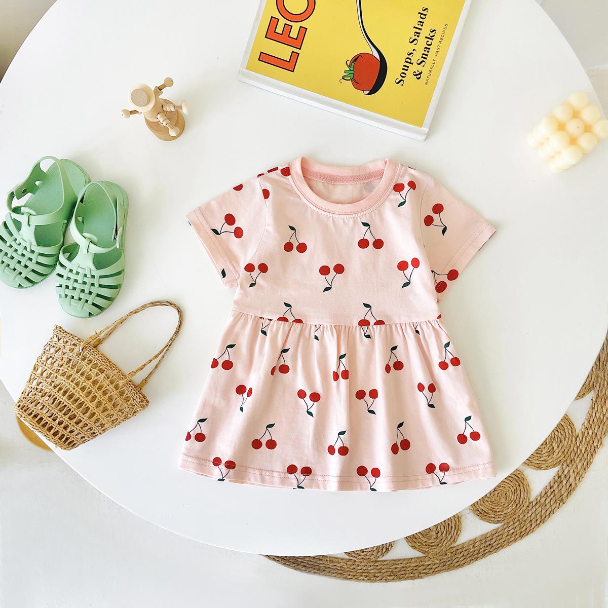 

Летнее корейское платье из чистого хлопка с фруктами для девочек - модная детская юбка 18-24 months