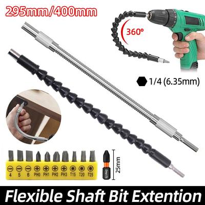 Flexible Shaft Drill Bit Extension Holder 295/400mm Link 1/4" Hex Screwdriver Extend Rod Electric Driver Tools Slotted Phillips