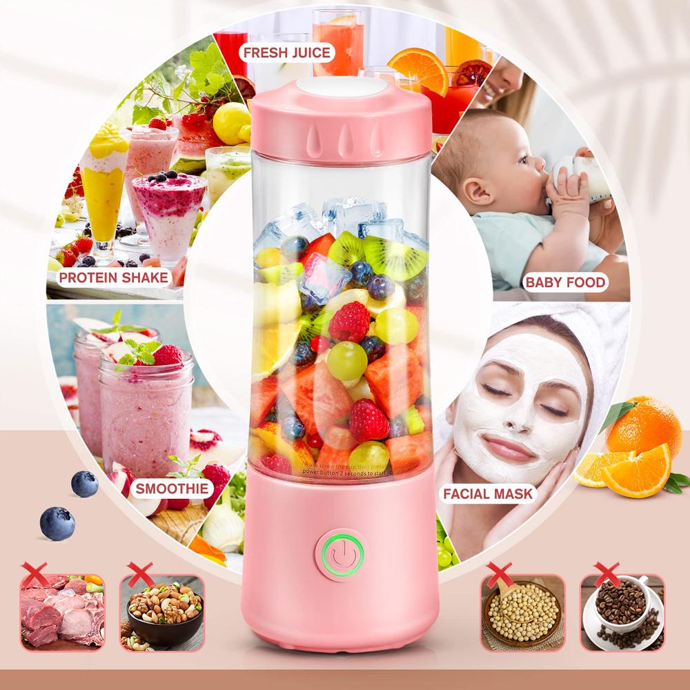 Portable Blender Mini Juicer Machine Shakes Smoothie Blender Electric Fruit Mixer Extractor With 6 Blades