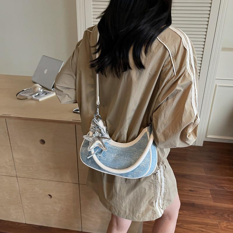 Niche denim bag women's new versatile messenger bag one shoulder underarm dumpling bag