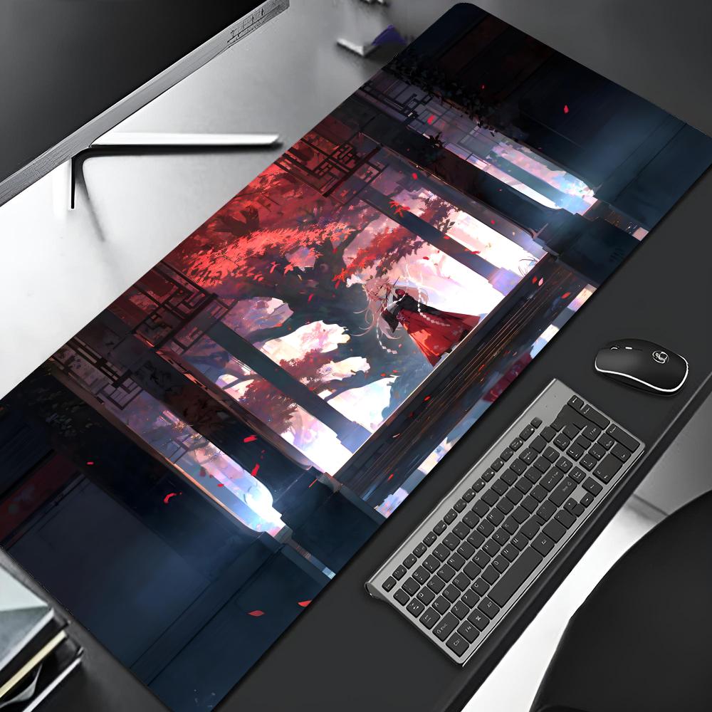

Yae Miko Genshin Impact Mouse Pad Edge Big Gaming Locking Computer Gamer Large Rubber Art Trend Mousepad Laptop Desk Mat 600x300x2mm