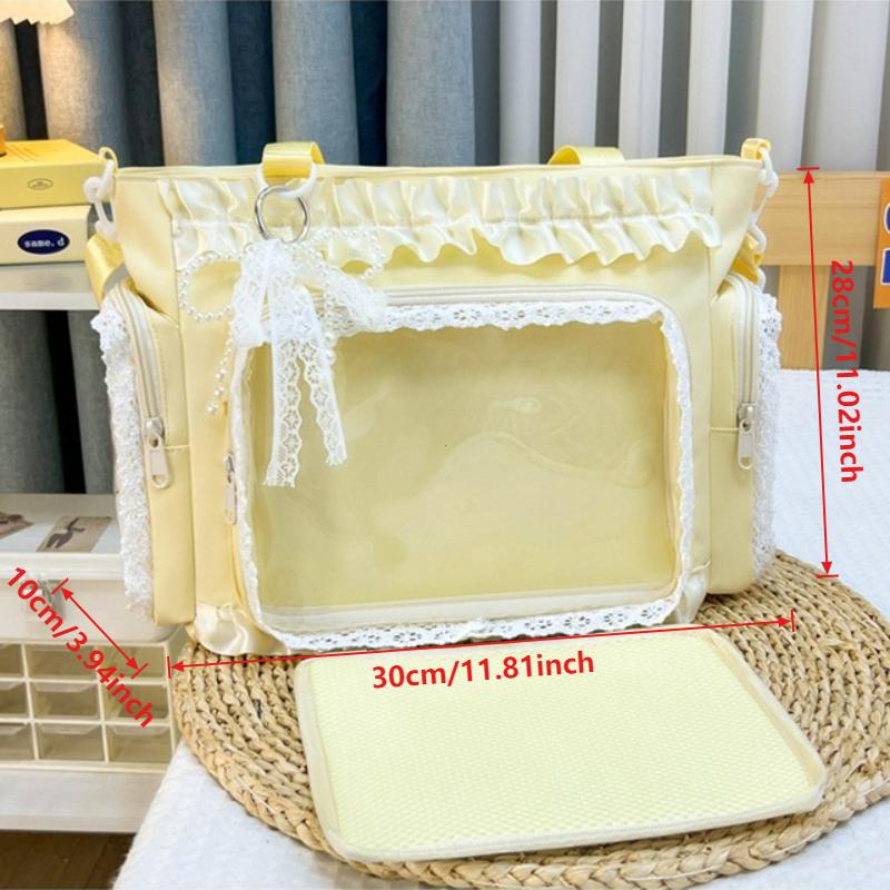 Nuova Borsa a Spalla Dolce Ita Ragazza Lolita Borsa Trasparente a Tracolla Donna Borsa Tote in Pizzo ad Alta Capacità Borsa da Mano Carina per Display Fai da Te