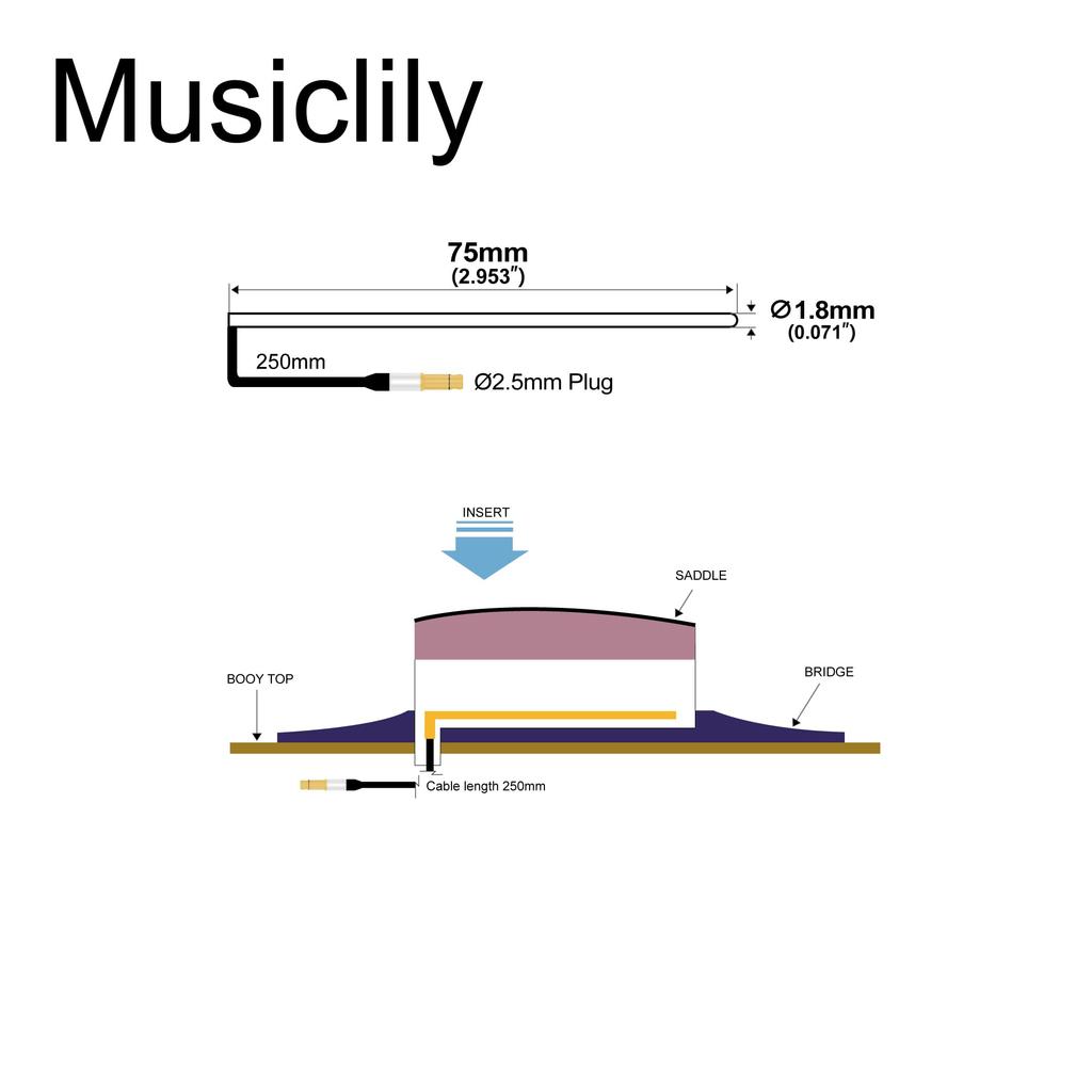 Musiclily Basic Transducer Soft Cable Piezo Pickup for Ukulele, 75mm X 1.8mm