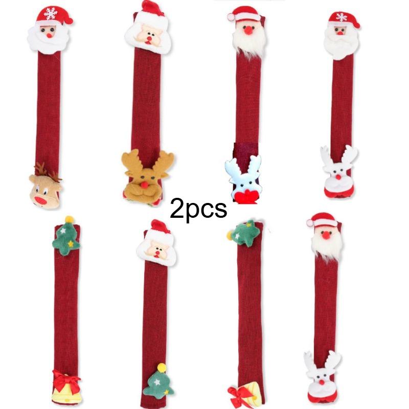

2pcs Festive Christmas Refrigerator Handle Protectors - Snowman & Santa Designs, Washable & Decorative for Home Appliances