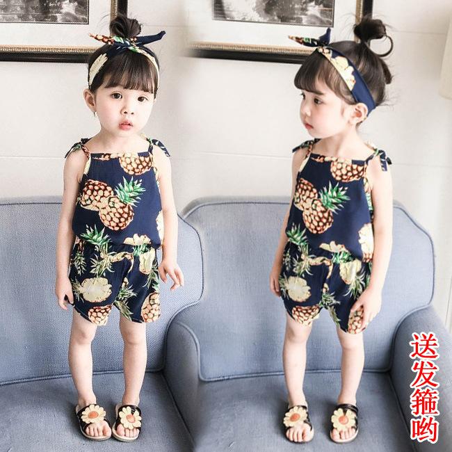 Girls Summer Floral Rayon Vest And Shorts Set Cute Baby Cotton Silk Home Wear Two Piece Outfit For Kids