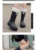 Women's High Tube Japanese Style Fleece-Lined Waterproof Rain Boots - Non-Slip, Lightweight & Wear-Resistant.