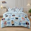 3pcs Cute Doll Bear Printed Quilt Set Multi Size Bedroom Dormitory Bed Holiday Decoration Machine Washable