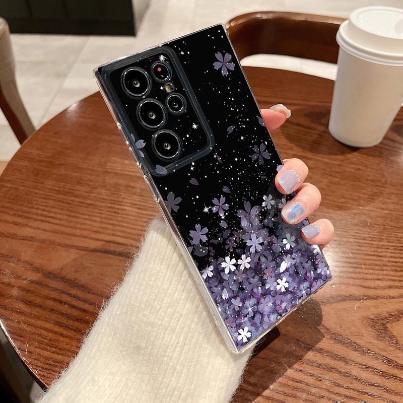 

Cherry Blossom Pattern Phone Case For Samsung Galaxy S26 S25 S24 S23 Ultra S22 Plus S24 S21 FE S25 Edge Transparent Soft Cover Galaxy S21 FE 5G