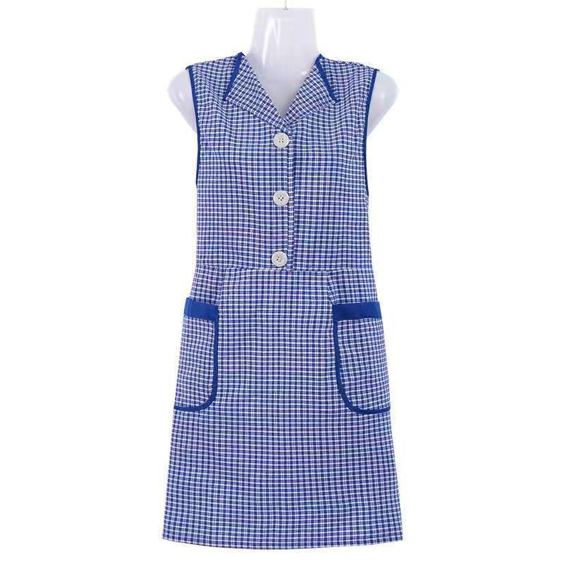 

«Милый женский фартук из хлопка в японском стиле — модный дизайн лацканов для летних кухонных работ» синий