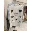 Summer Women's Fashion Heart Print Round Neck Short Sleeve T-shirt