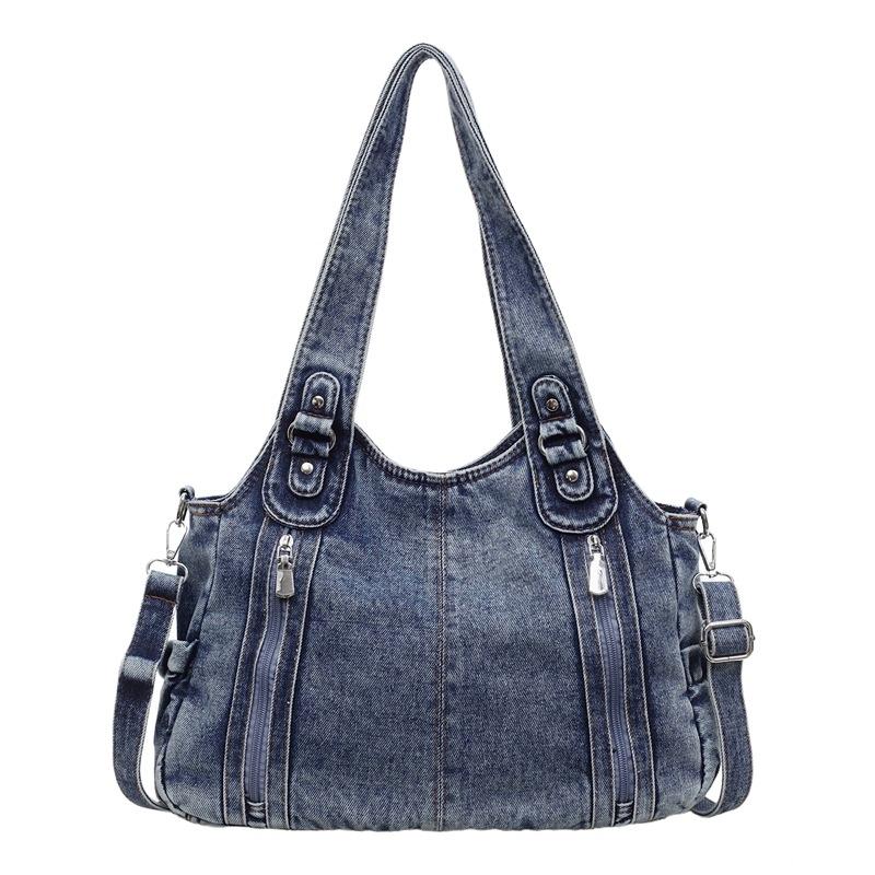 Vintage Denim-Tragetasche für Damen, Große Schulter-Umhängetasche, Vielseitige Tasche für den Weg zur Arbeit 2026Neuer lässiger minimalistischer Stil