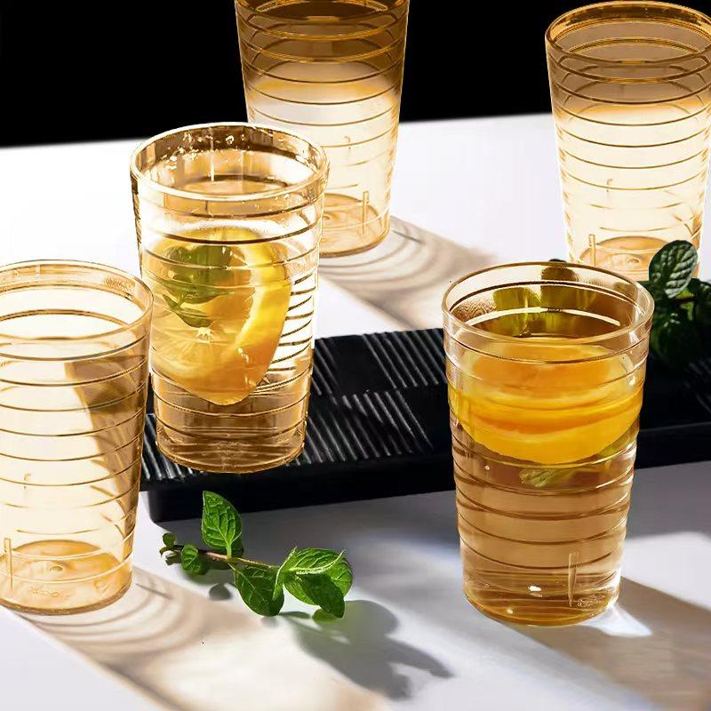 5pcs Transparent Plastic Anti-fall Cold Water Cup Beverage Cup Water Cup Beer Cup Easy To Carry