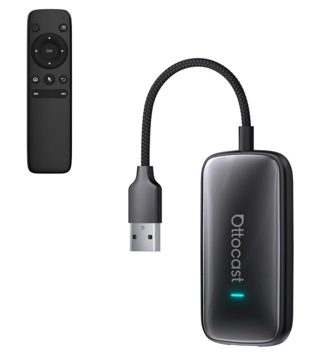 Ottocast Play2Video Ultra CarPlay AI Watch popular apps like YouTube and TikTok in your Wirelessly connects to CarPlay and Android Compatible with