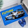 Tapete de Porta de Carro JDM Veículo Preto de Tuning com Fundo Amarelo e Logo "BVECTOR", Tapete de Chão Estilo Anime para Man Cave e Garagem