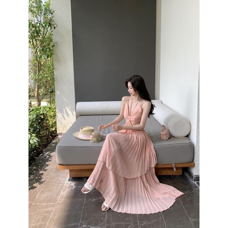 Damen Sommer Unregelmäßige Taillenlose Strandurlaub Neckholderkleider