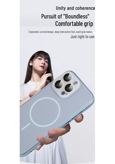 Apple 16 Pro Max Magnetic Ring Frosted Phone Case - Electroplated Soft Protective Cover
