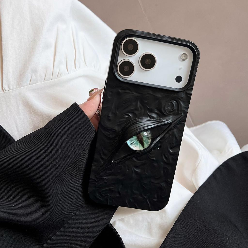 Electroplated 3D Eye Phone Case for iPhone 11-17 Series, TPU Shockproof Cover with Tin Foil Texture, Fashion Art Design