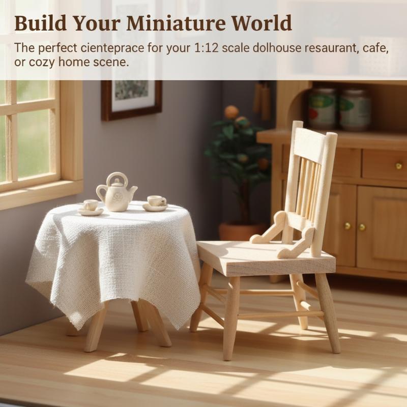 1/12 Dollhouse Miniature Wood Chair Model Simulation Furniture Handmade Chair Toy Scene Setting Accessory