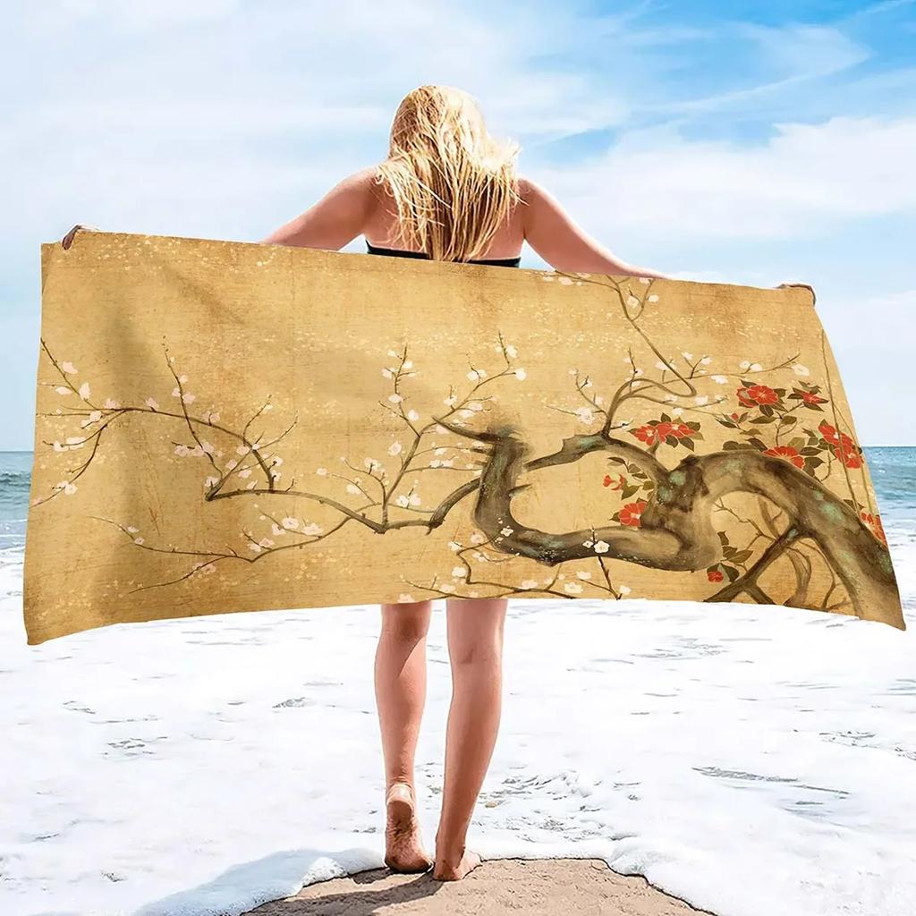 Oversized Microfiber Sand Free Towels Pool Beach Towels Quick Dry Beach Towel Chinese Style Beach Towel for Women and Men