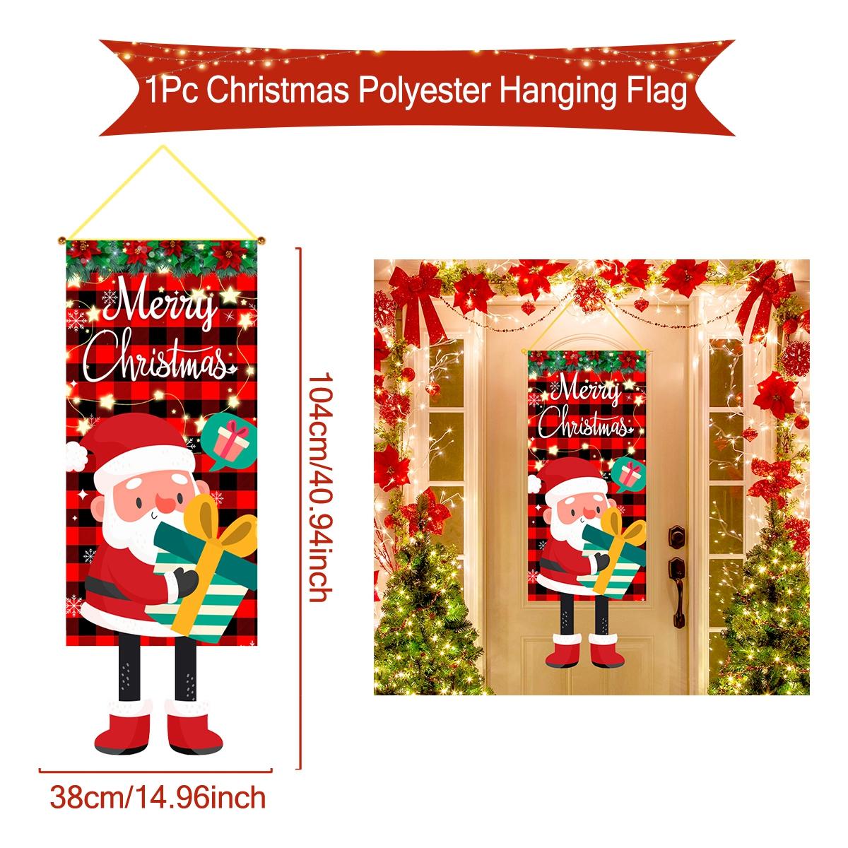 

Christmas Santa Claus Hanging Flag Navidad Natal Noel Tree Door Banner Christmas Decorations For Home 2025 Happy New Year 2026