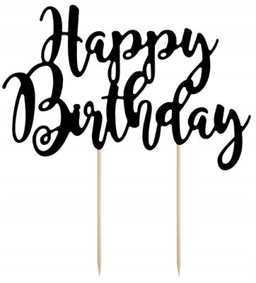 Topper Für Kuchen Happy Birthday Schwarz, 22,5cm, 1Stk