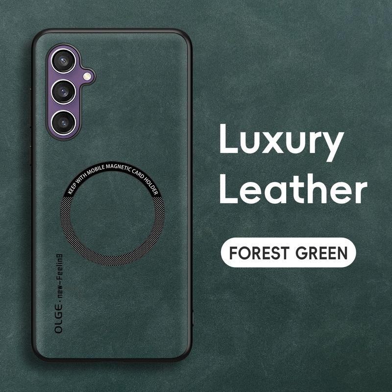 Magnetic For Magsafe Leather Case For Samsung Galaxy S25 S24 S23 S22 Ultra S23 S24 FE Luxury Wireless Charge Phone Back Cover